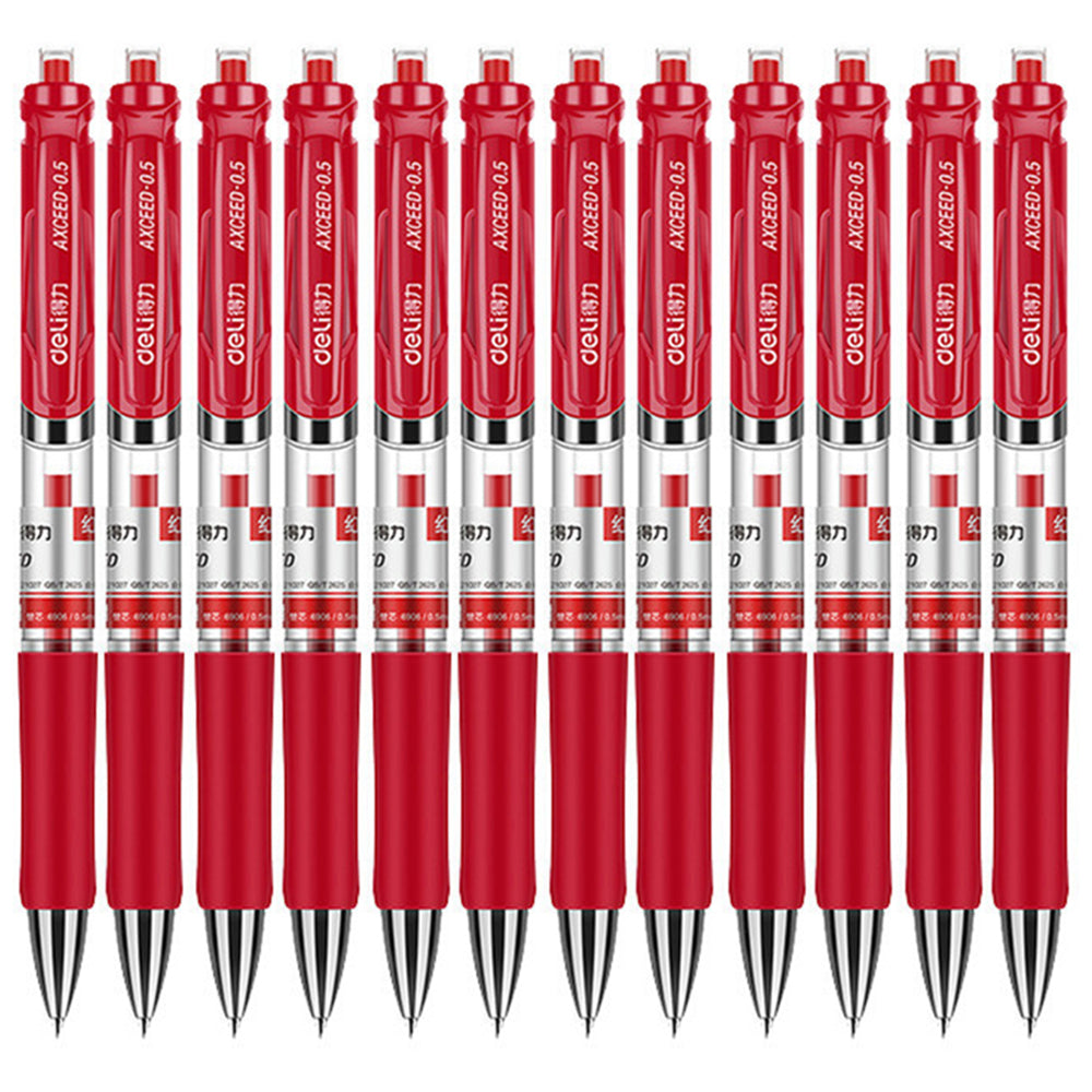 DELI 33388 12Pcs 0.5mm Press Retractable Gel Pen Office School Supplies - Black