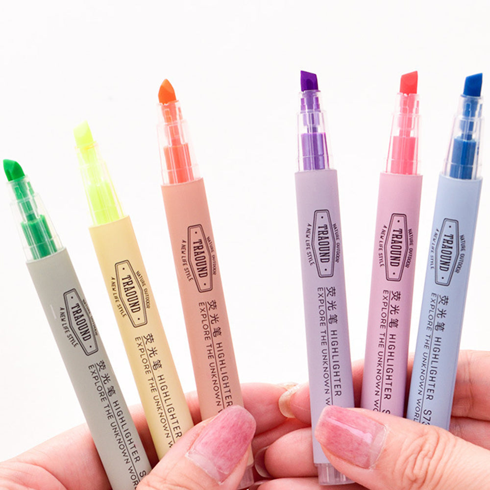 DELI S731 12Pcs Fluorescent Highlighter Markers Office Student Stationery - Pink