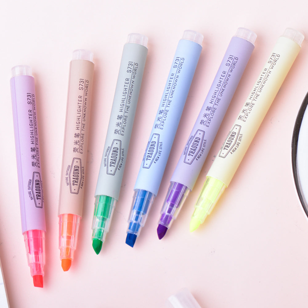 DELI S731 12Pcs Fluorescent Highlighter Markers Office Student Stationery - Pink