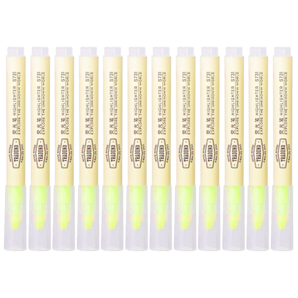 DELI S731 12Pcs Fluorescent Highlighter Markers Office Student Stationery - Pink