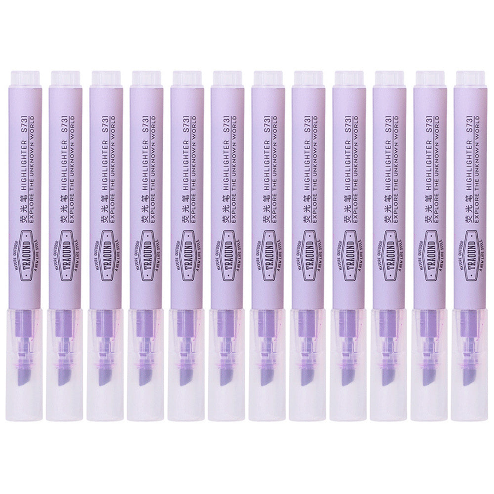 DELI S731 12Pcs Fluorescent Highlighter Markers Office Student Stationery - Pink