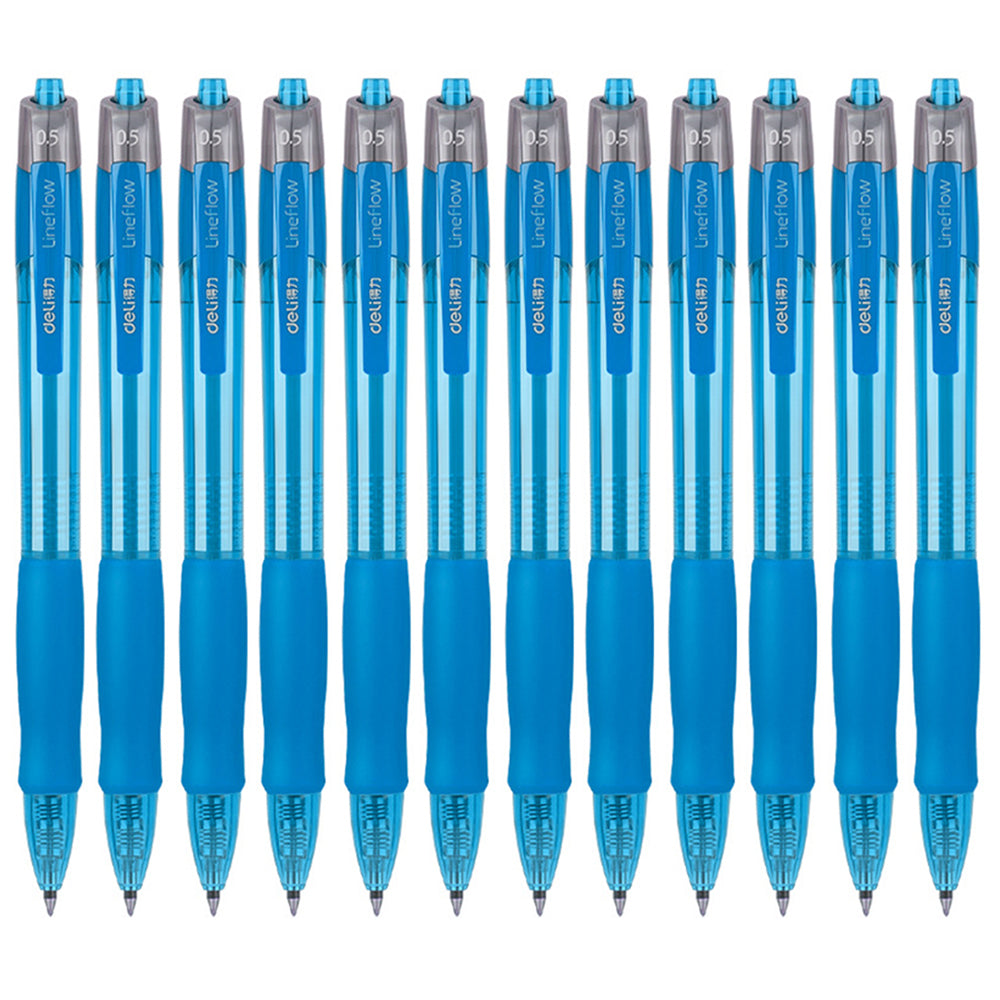DELI S08 12Pcs Gel Pens Smooth Writing 0.5mm Bullet Tip Student Pen - Black