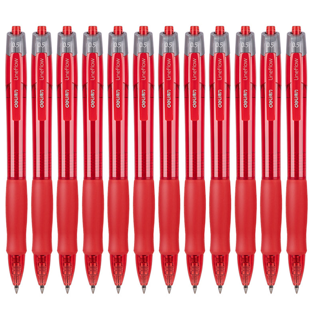 DELI S08 12Pcs Gel Pens Smooth Writing 0.5mm Bullet Tip Student Pen - Black