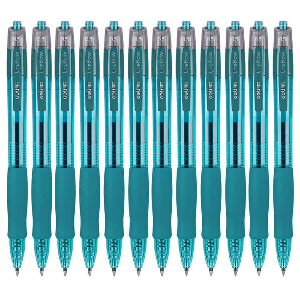 DELI S08 12Pcs Gel Pens Smooth Writing 0.5mm Bullet Tip Student Pen - Black