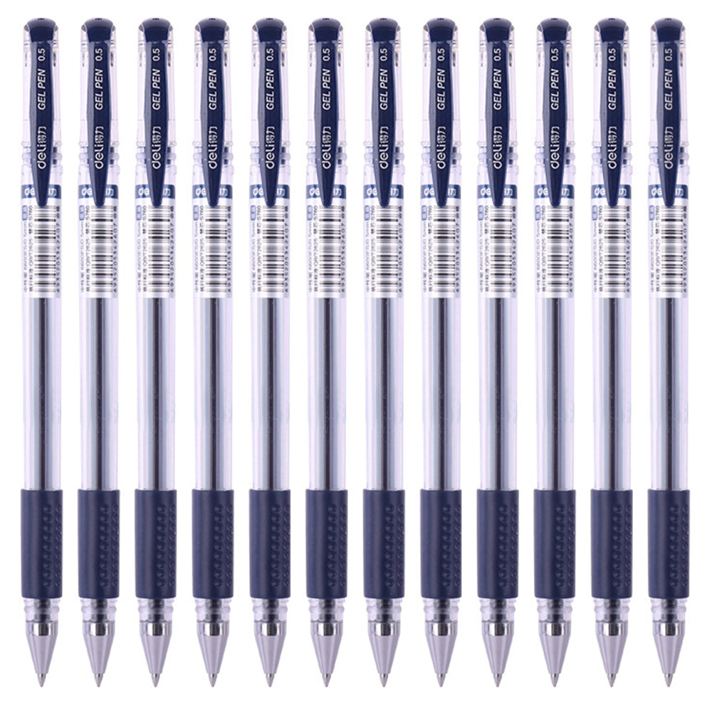 DELI 6600ES 12Pcs Gel Ink Pens Smooth Writing 0.5mm Office School Gel Pen - Black