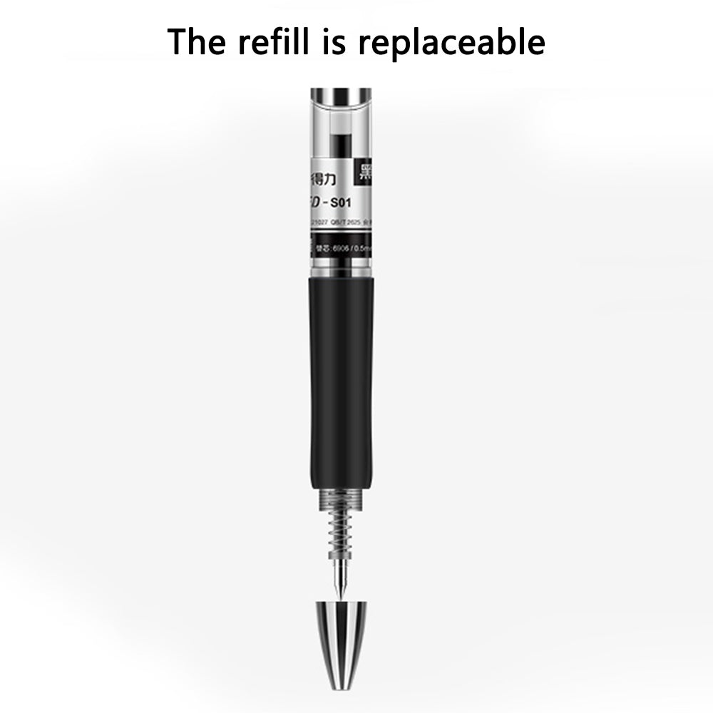 DELI S01 12Pcs Gel Pens Press Type Retractable Smooth Writing 0.5mm Gel Pen - Black