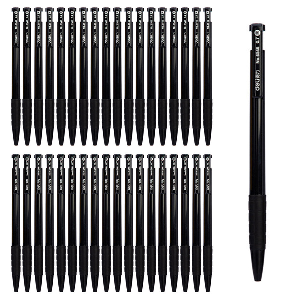 DELI 6546 36-Pack Ball Point Pens 0.7mm Bullet Tip Pen with Pen Clip for Students, Business Office - Black