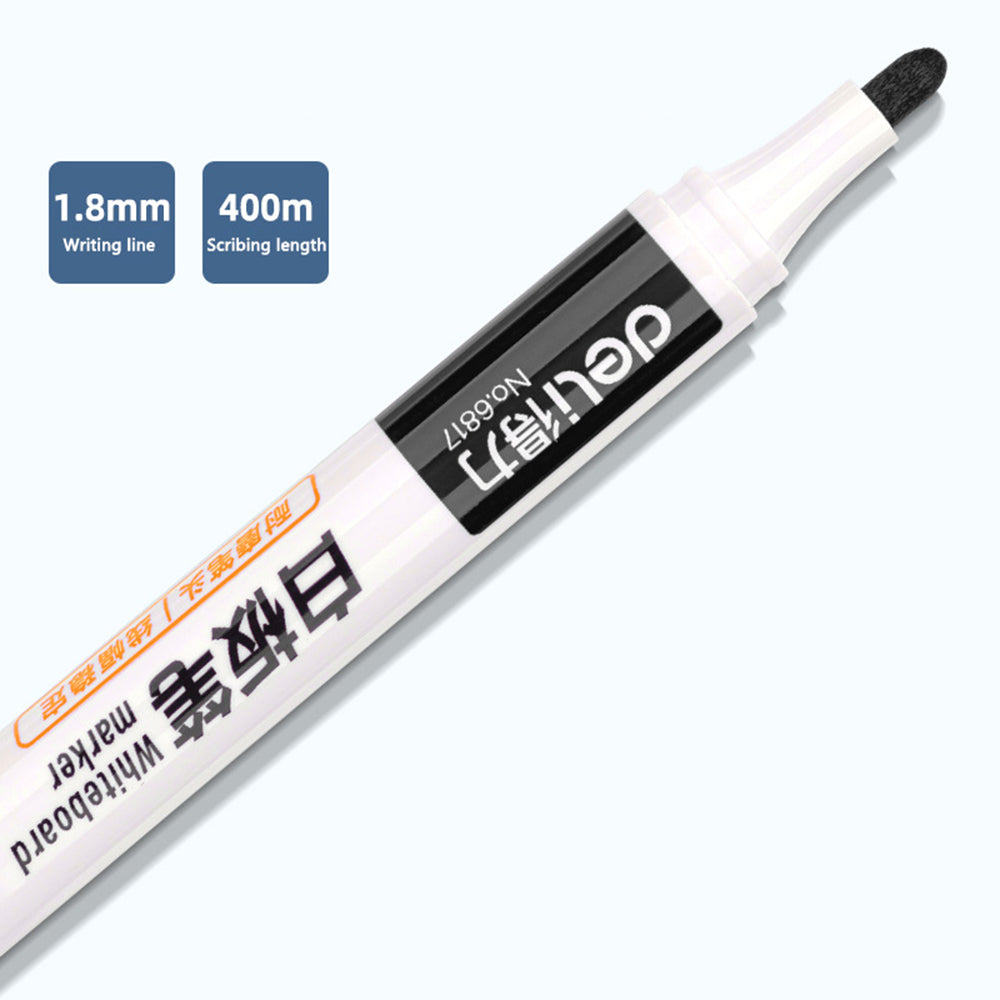 DELI 6817 10-Pack Whiteboard Pens Water-Based 1.8mm Tip Erasable Markers for Writing - Black
