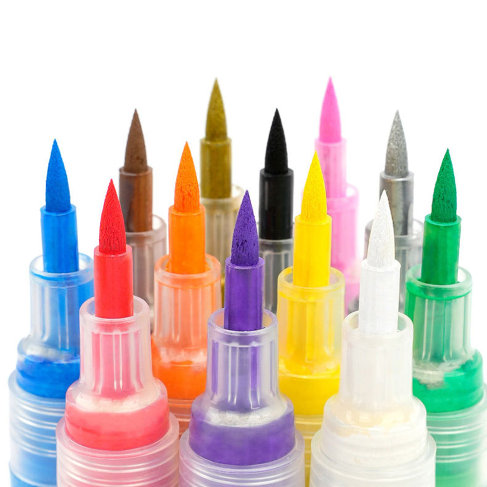 FLYSEA FS-3601 12Pcs / Box Acrylic Paint Marker Pens Soft Fine Tip Nail Art Pens for DIY Crafts