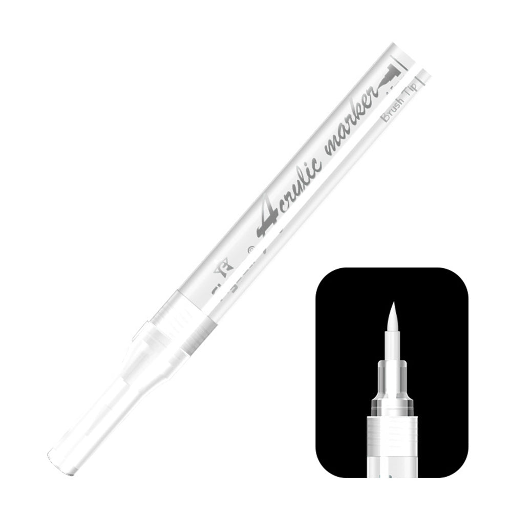 FLYSEA FS-3601 Acrylic Paint Pen Soft Brush Tip Color Pen for Coloring Painting DIY Nail Art - Black