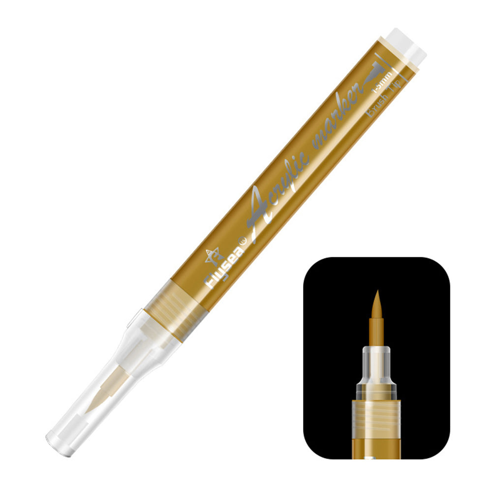 FLYSEA FS-3601 Acrylic Paint Pen Soft Brush Tip Color Pen for Coloring Painting DIY Nail Art - Black