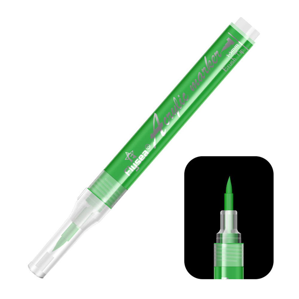 FLYSEA FS-3601 Acrylic Paint Pen Soft Brush Tip Color Pen for Coloring Painting DIY Nail Art - Black