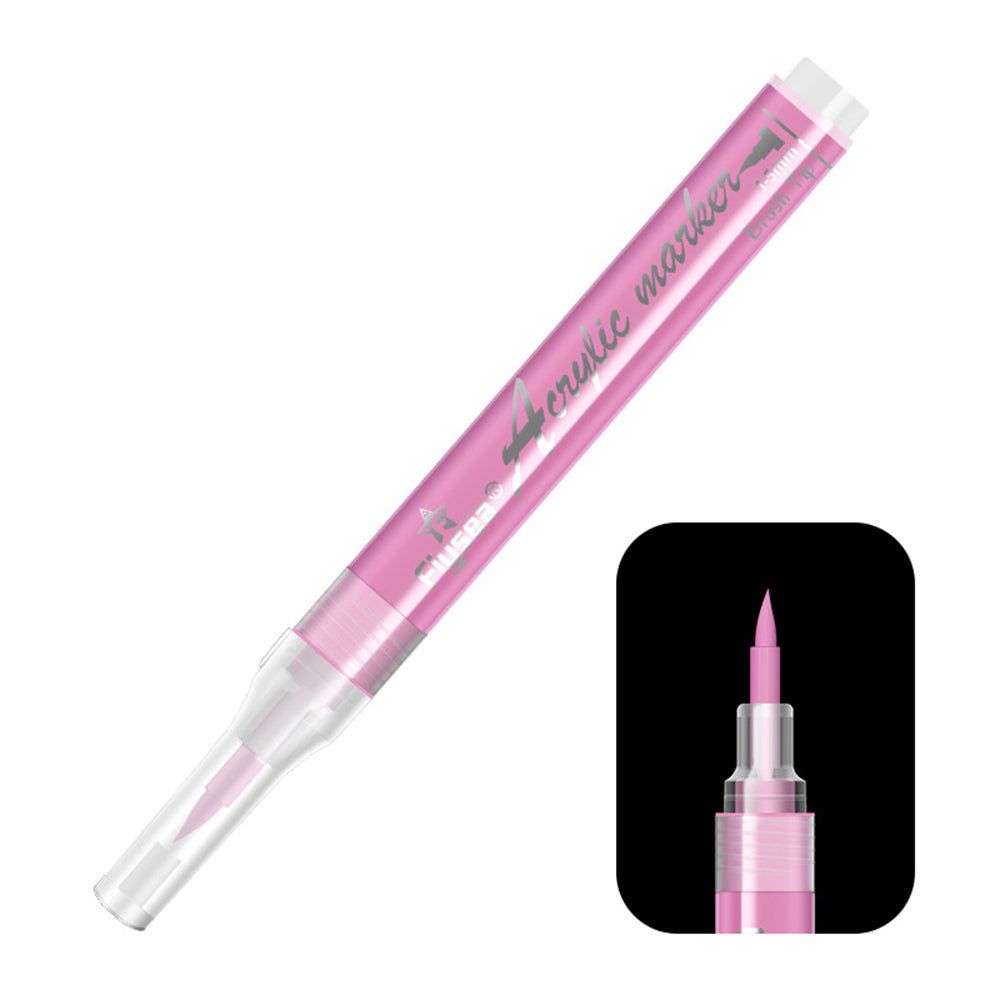 FLYSEA FS-3601 Acrylic Paint Pen Soft Brush Tip Color Pen for Coloring Painting DIY Nail Art - Black
