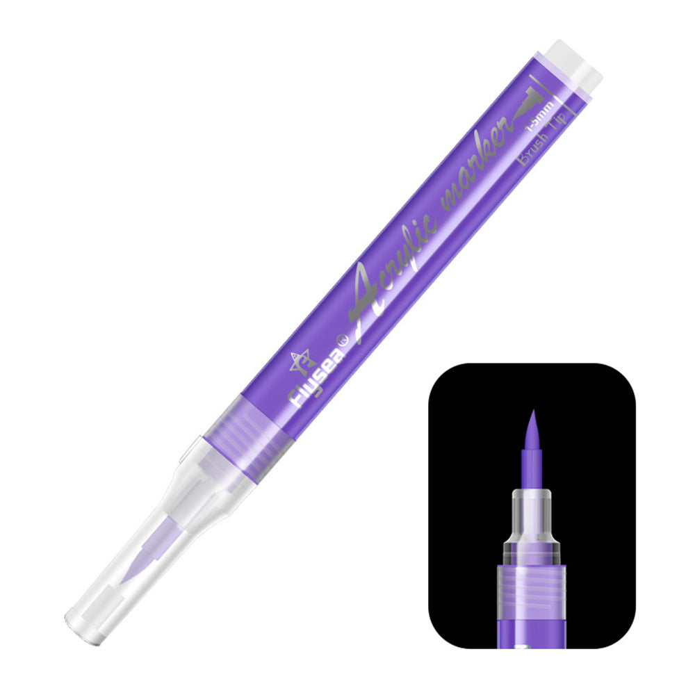 FLYSEA FS-3601 Acrylic Paint Pen Soft Brush Tip Color Pen for Coloring Painting DIY Nail Art - Black