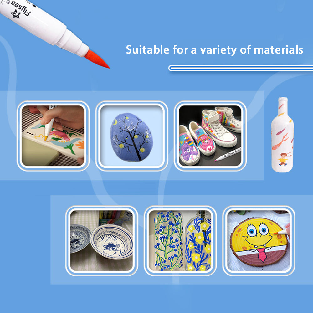 FLYSEA FS-2BR 24Pcs / Box Soft Tip Acrylic Markers Paint Pens Water-Based Pens for Glass Ceramic Paper