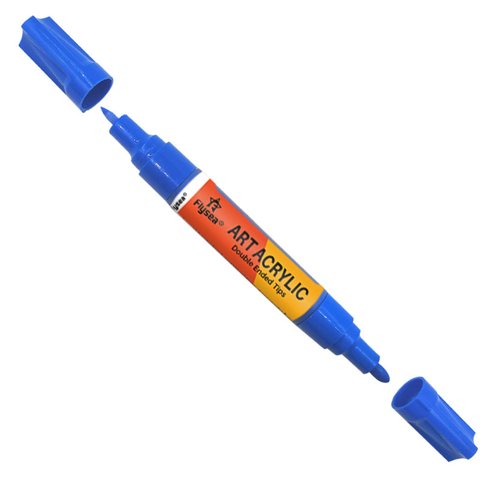 FLYSEA FS-973 12Pcs/Box Acrylic Markers Paint Pens 3.0mm 0.7mm Dual Tips Water-Based Color Pens - Orange Packing