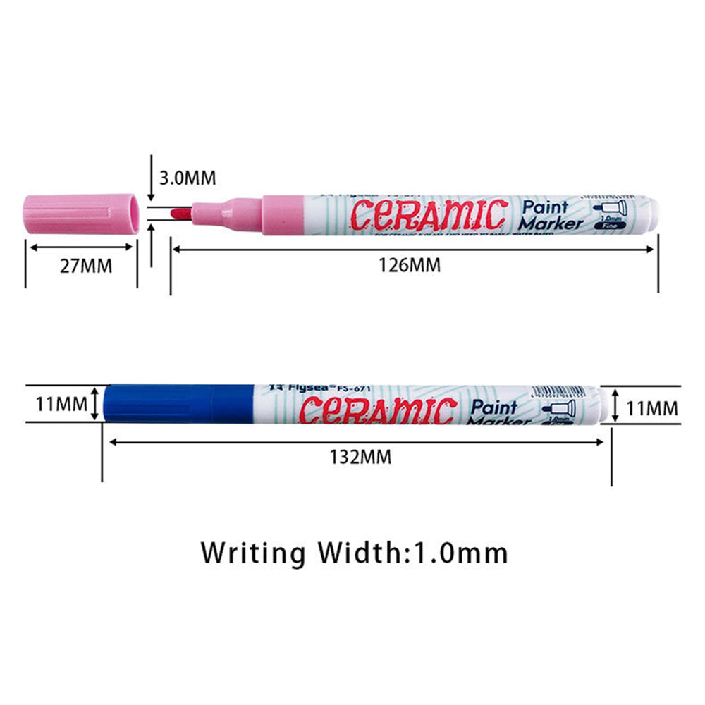 FLYSEA FS-671 12Pcs / Box Paint Pens for Ceramic Glass DIY Arts Crafts Marker Pens 1.0mm Fine Tip