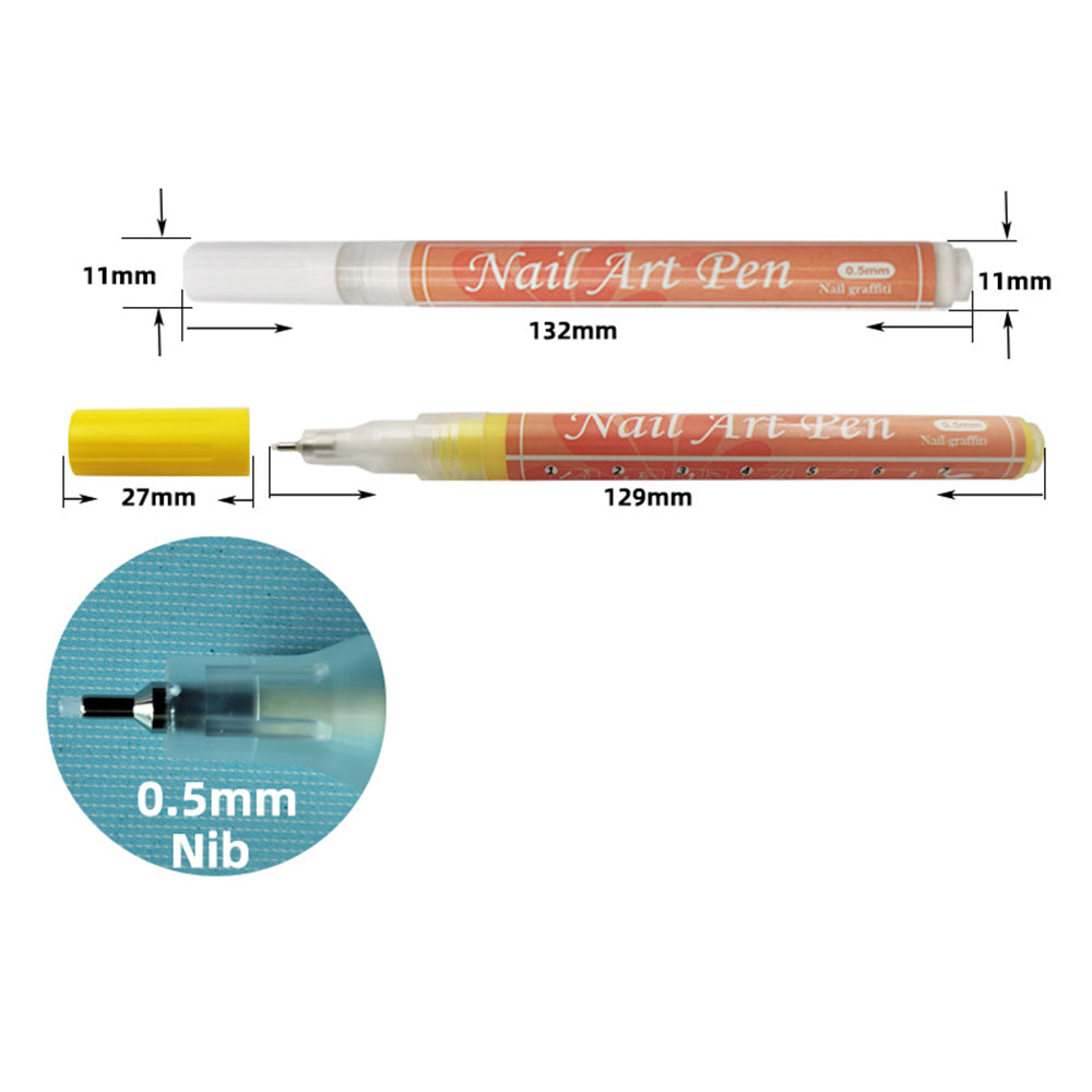 FLYSEA NA-5 Nail Art Pens 0.5mm Fine Tip Quick Drying Graffiti Dotting Acrylic Marker Pens - Black