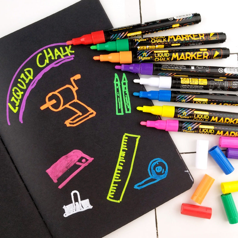 FLYSEA FS-63 8Pcs Paint Pens Set Liquid Chalk Markers Pens Fluorescent Pen 1mm Extra Fine Tip