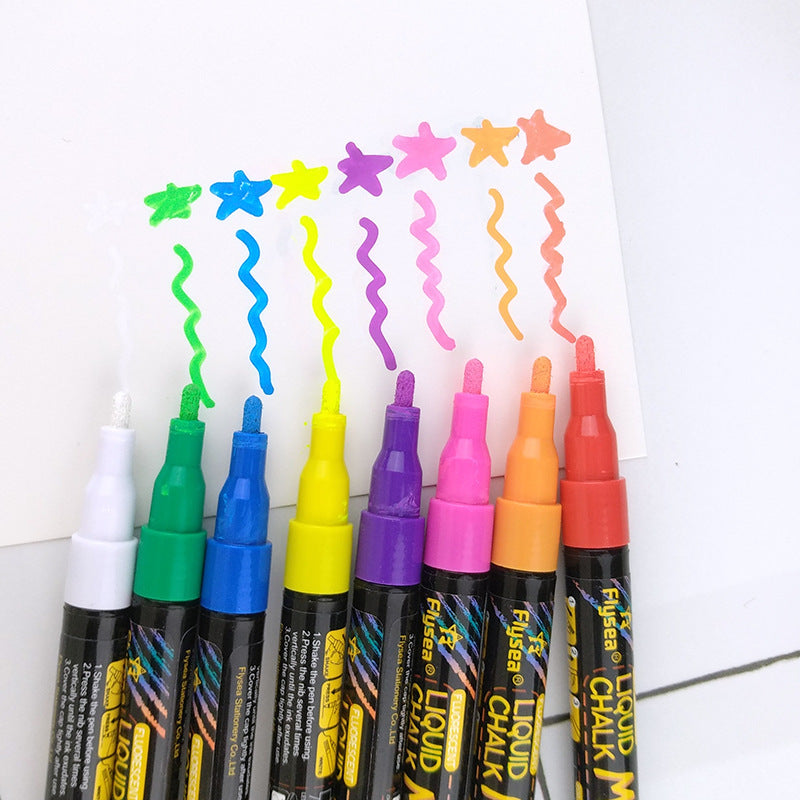 FLYSEA FS-63 8Pcs Paint Pens Set Liquid Chalk Markers Pens Fluorescent Pen 1mm Extra Fine Tip