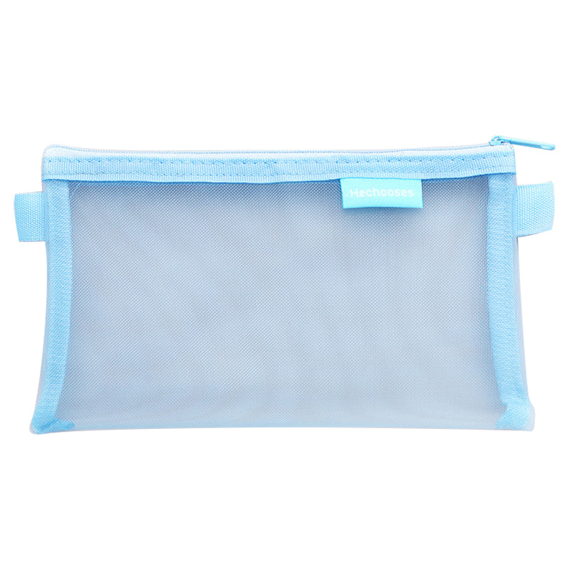 HE CHOOSES D033 Nylon Mesh Pencil Case Stationery Bag School Supplies, Size S - Dark Blue