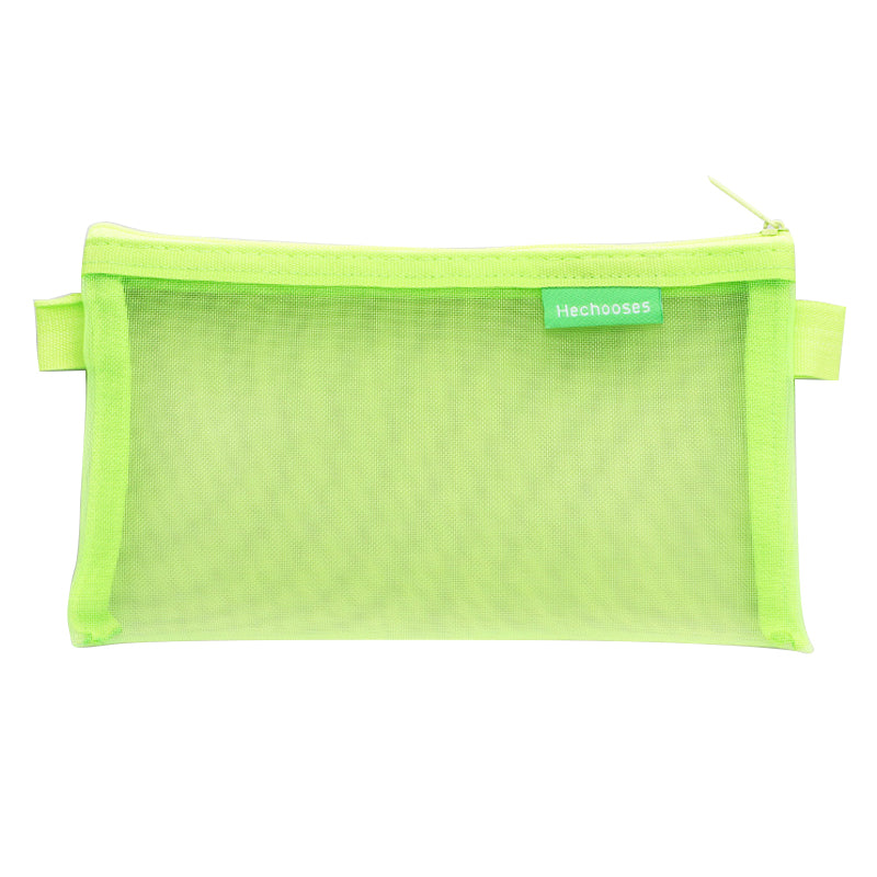 HE CHOOSES D033 Nylon Mesh Pencil Case Stationery Bag School Supplies, Size S - Dark Blue