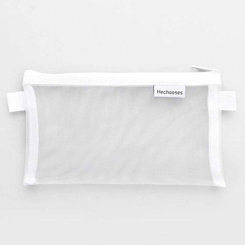 HE CHOOSES D033 Nylon Mesh Pencil Case Stationery Bag School Supplies, Size S - Dark Blue