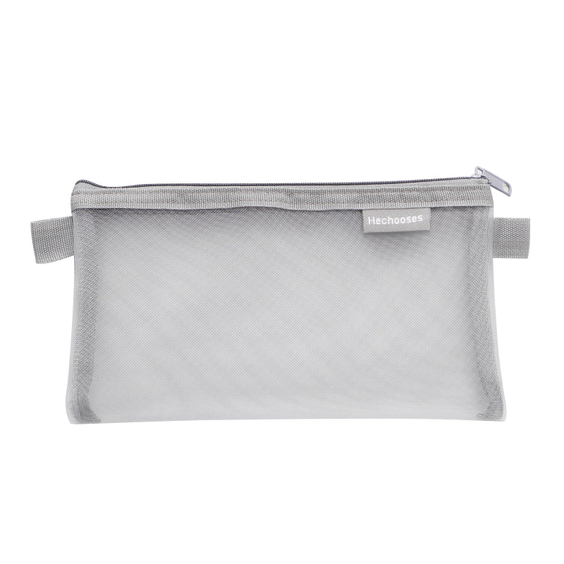 HE CHOOSES D033 Nylon Mesh Pencil Case Stationery Bag School Supplies, Size S - Dark Blue