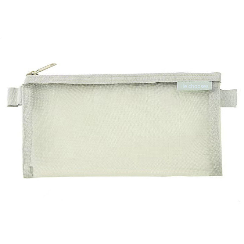 HE CHOOSES D033 Nylon Mesh Pencil Case Stationery Bag School Supplies, Size S - Dark Blue
