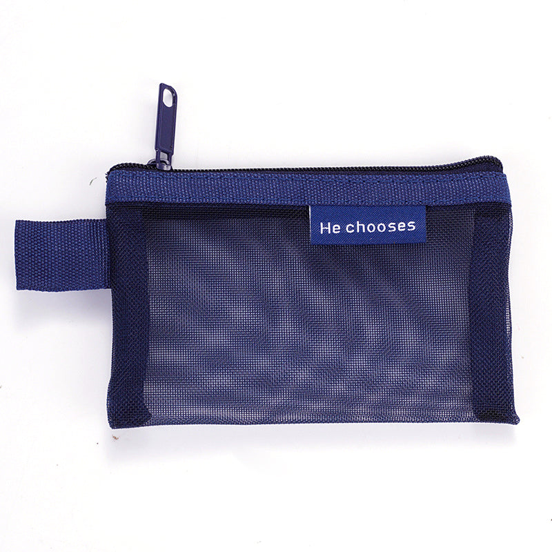 HE CHOOSES D013 Nylon Coin Purse Square Mesh Storage Bag Mini Zipper Pouch - Caramel Brown