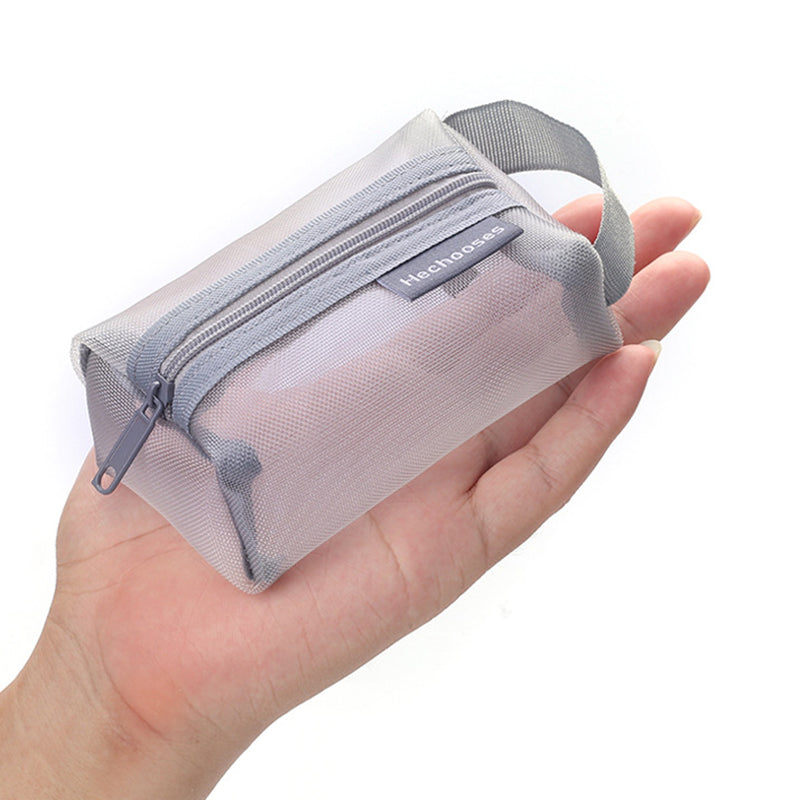 HE CHOOSES D050 Three-Dimensional Square Mesh Coin Purse Storage Bag, Size S - Grey