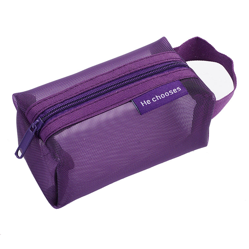 HE CHOOSES D050 Three-Dimensional Square Mesh Coin Purse Storage Bag, Size S - Grey