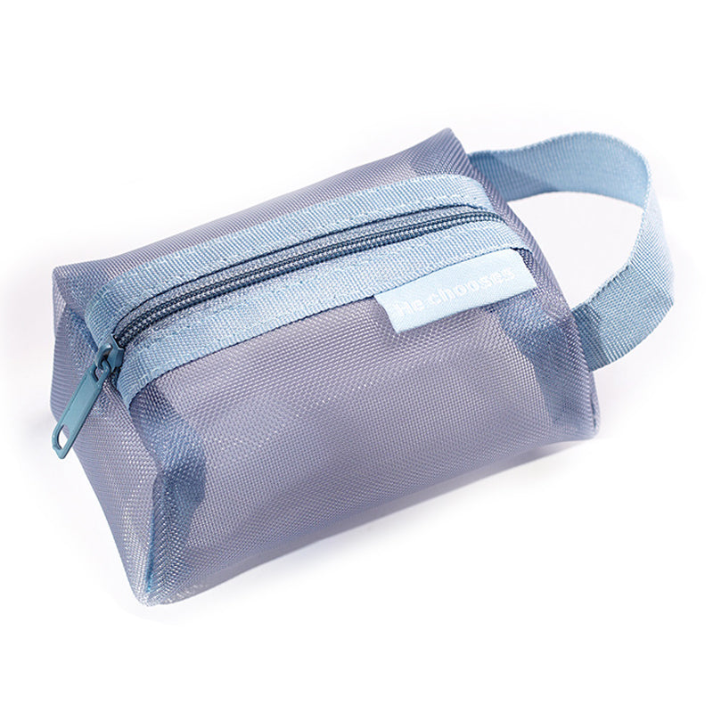 HE CHOOSES D050 Three-Dimensional Square Mesh Coin Purse Storage Bag, Size S - Grey