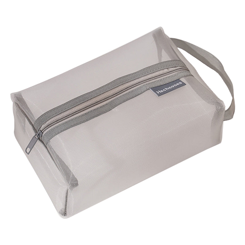 HE CHOOSES D053 Three-Dimensional Square Mesh Storage Bag Pencil Case, Size XL - Grey