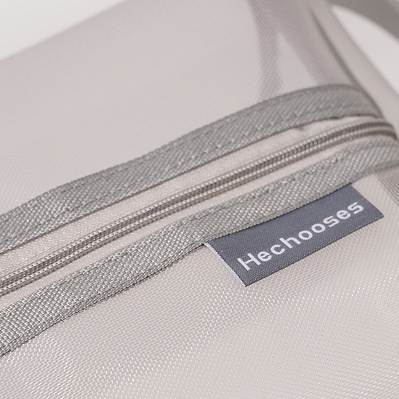 HE CHOOSES D053 Three-Dimensional Square Mesh Storage Bag Pencil Case, Size XL - Grey