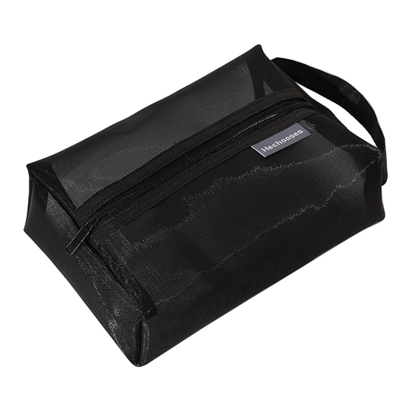 HE CHOOSES D053 Three-Dimensional Square Mesh Storage Bag Pencil Case, Size XL - Grey