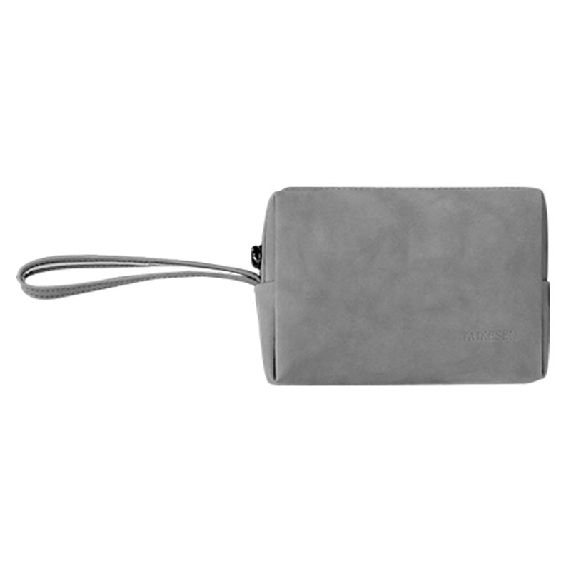 Power Bank Cable Flash Drive PU Leather Storage Bag Electronic Organizer - Grey