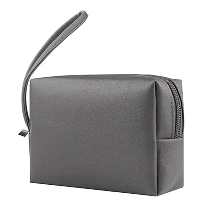 PU Leather Storage Bag Electronic Accessory Organizer with Hand Strap - Brown