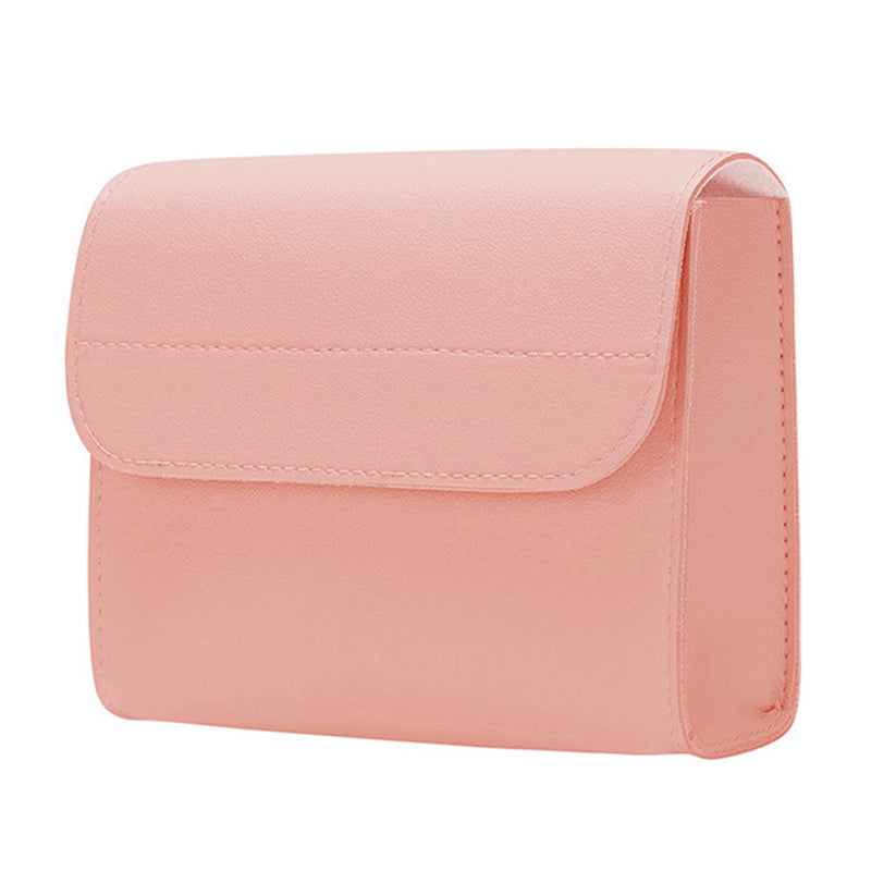 Power Bank Storage Bag Ultra-thin PU Leather Accessories Organizer - Milk Tea Pink