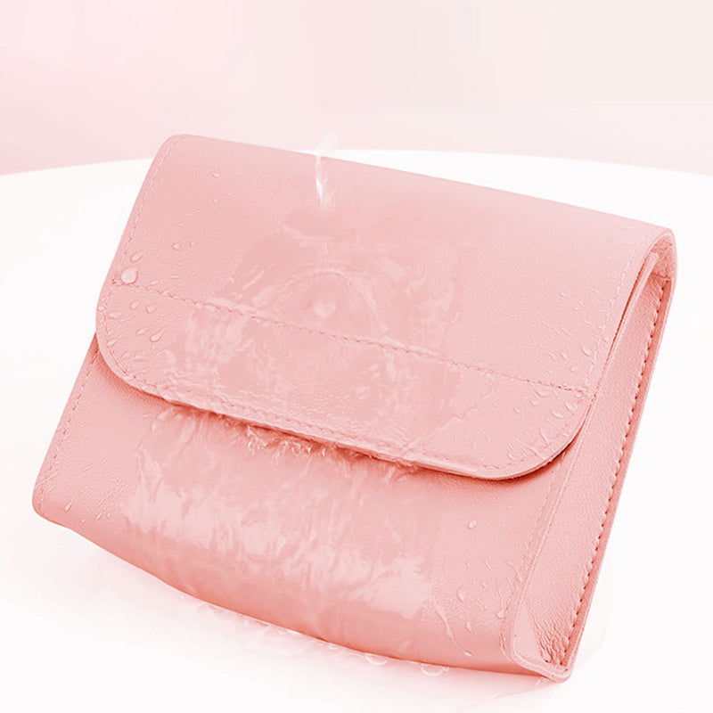 Power Bank Storage Bag Ultra-thin PU Leather Accessories Organizer - Milk Tea Pink