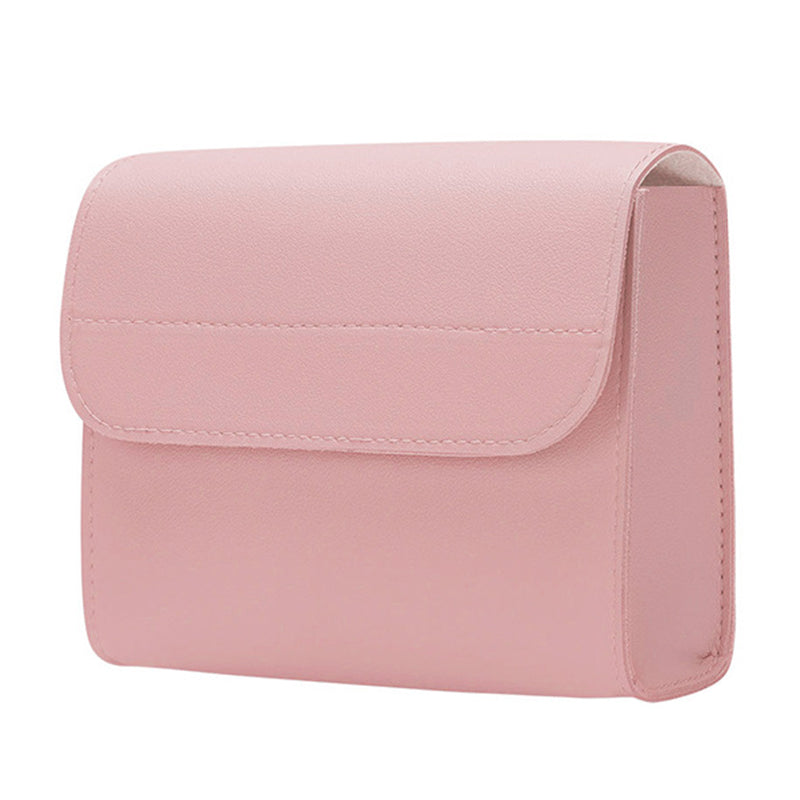 Power Bank Storage Bag Ultra-thin PU Leather Accessories Organizer - Milk Tea Pink