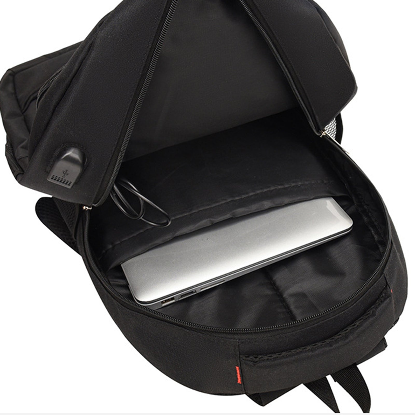 ZWX-6010 Size S Oxford Cloth Travel Backpack Dual Shoulder Laptop Bag with USB Port - Red