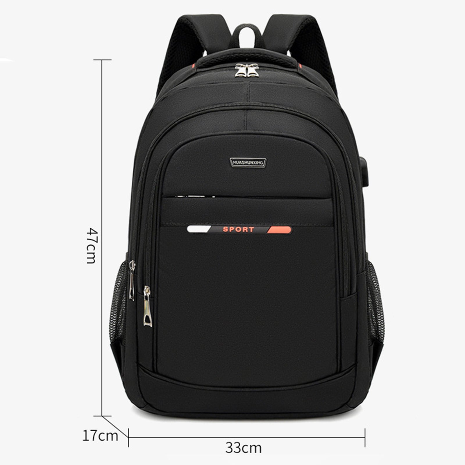 ZWX-6010 Size S Oxford Cloth Travel Backpack Dual Shoulder Laptop Bag with USB Port - Red