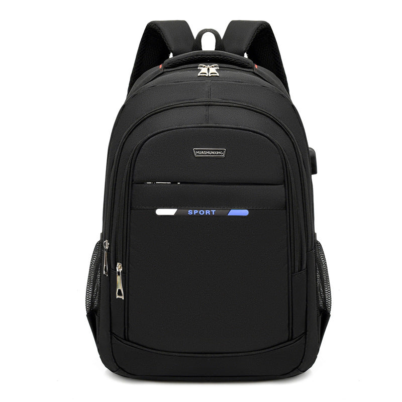 ZWX-6010 Size S Oxford Cloth Travel Backpack Dual Shoulder Laptop Bag with USB Port - Red