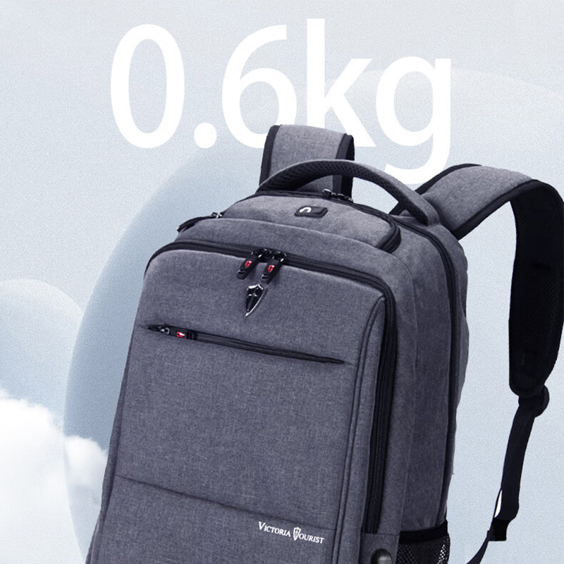 VICTORIATOURIST V906 USB Business Travel Backpack Dual Shoulder 15.6-inch Laptop Bag with USB Port, Upgraded Version - Grey