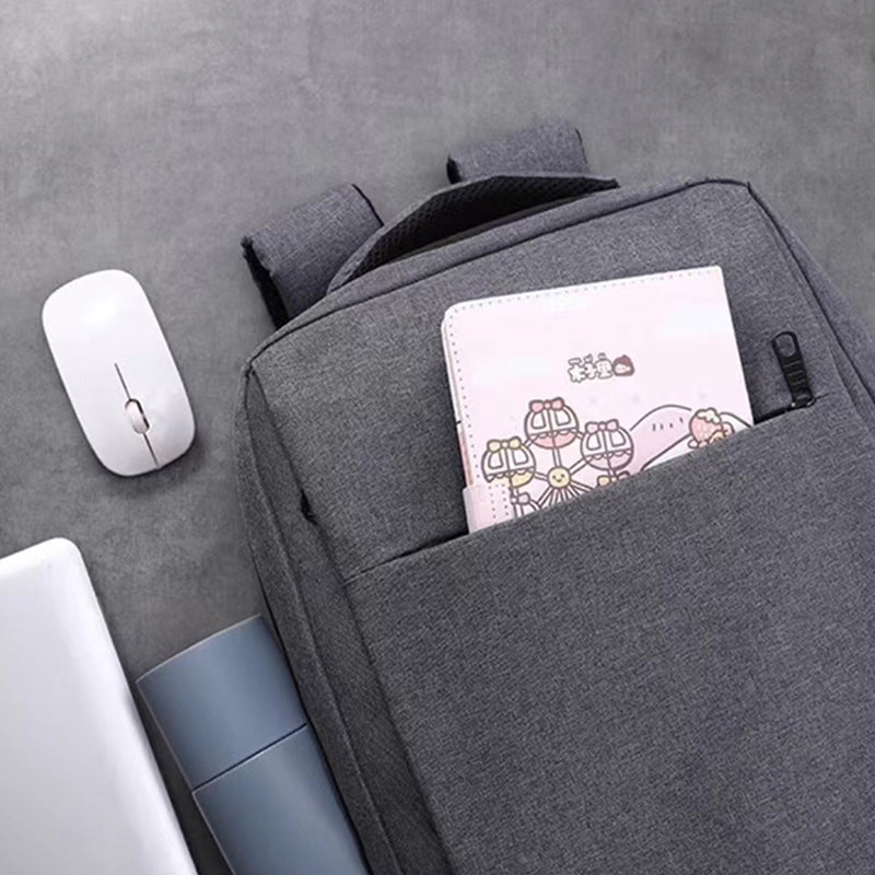 14-15.6 inch Laptop Backpack Oxford Cloth Dual Layer Outdoor Travel Bag with Outer USB Port - Grey