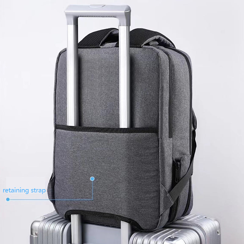 14-15.6 inch Laptop Backpack Oxford Cloth Dual Layer Outdoor Travel Bag with Outer USB Port - Grey