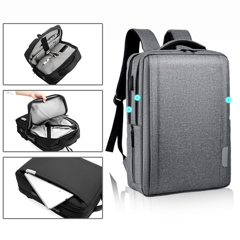16.1 inch Laptop Backpack with Anti-Theft Lock Oxford Cloth Notebook Shoulder Bag - Black