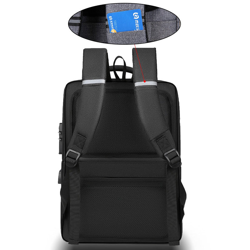 16.1 inch Laptop Backpack with Anti-Theft Lock Oxford Cloth Notebook Shoulder Bag - Black
