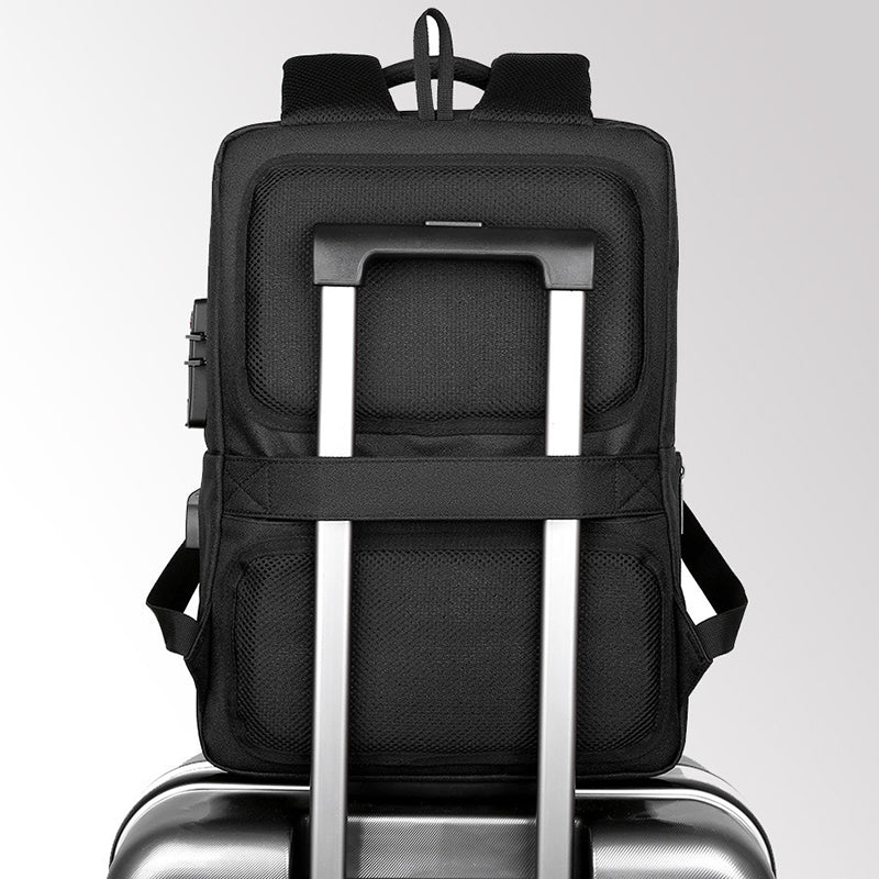 16.1 inch Laptop Backpack with Anti-Theft Lock Oxford Cloth Notebook Shoulder Bag - Black